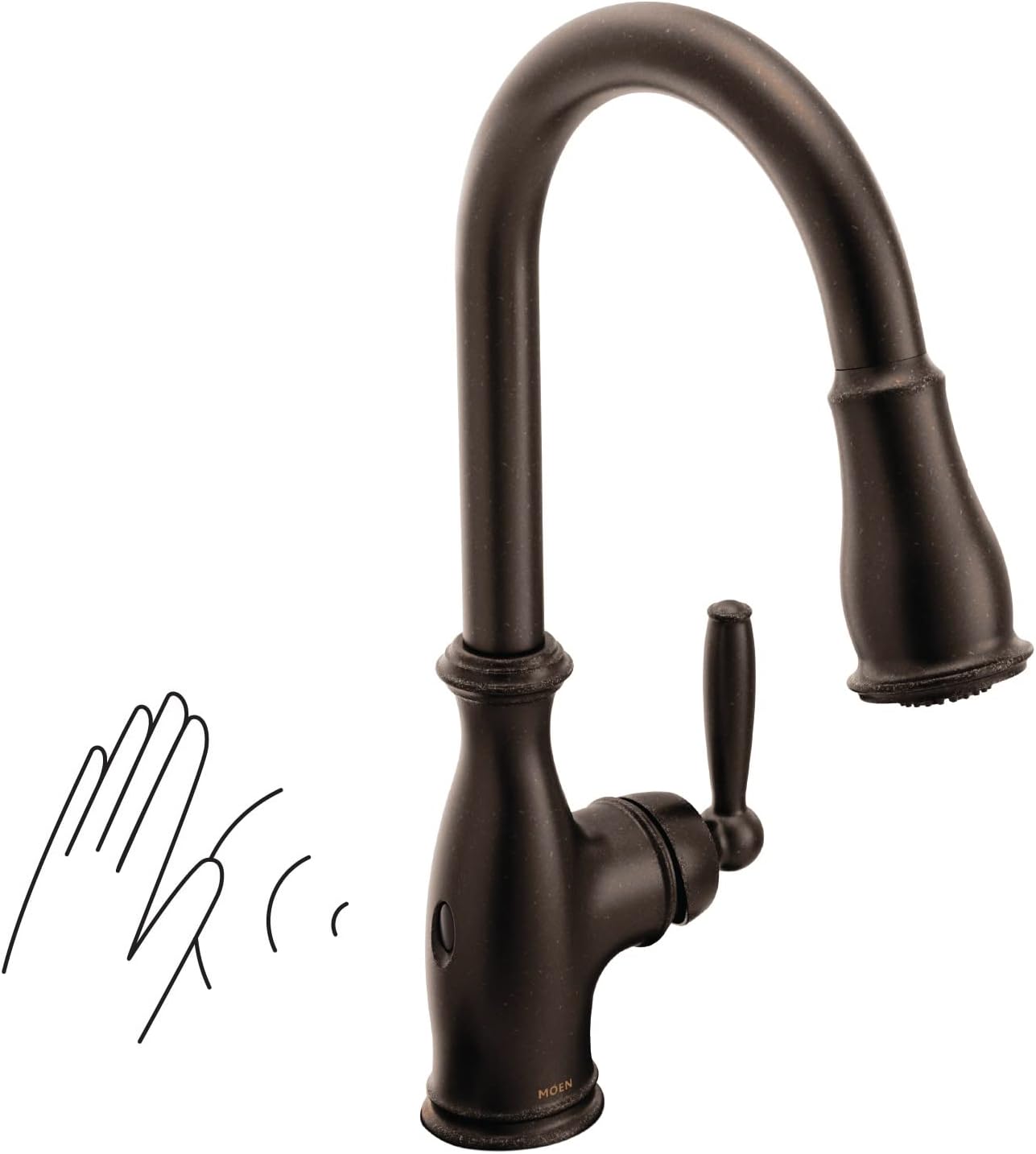 Moen Brantford Oil Rubbed Bronze Motionsense Wave Touchless One-Handle Pulldown Kitchen Faucet wit Sprayer Featuring Reflex Docking System, 7185EWORB