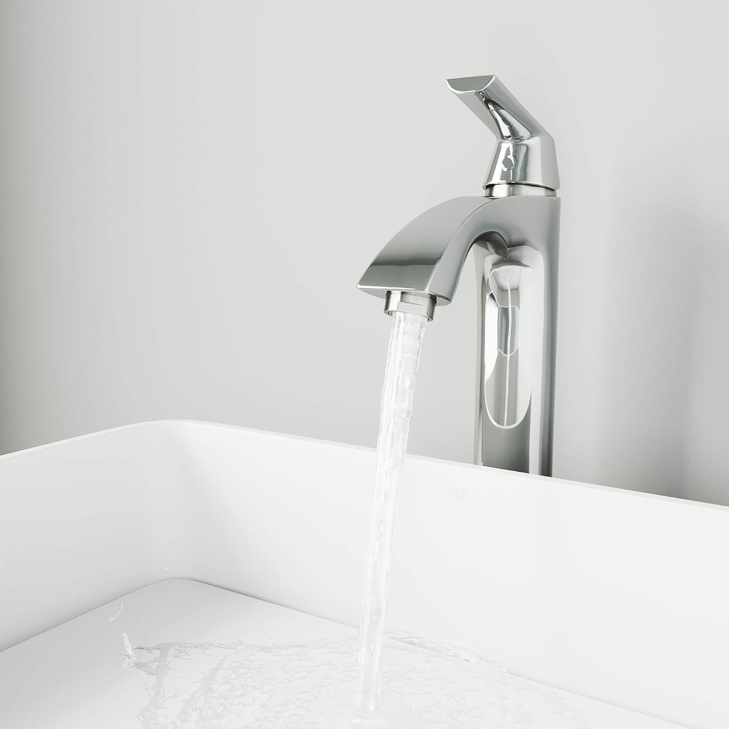 VIGO Linus Single-Handle Single-Hole Mount Vessel Bathroom Sink Faucet, 12-Inch, Chrome, Modern Design, Solid Brass, 1.2 GPM WaterSense & Ceramic Disc Valve, Corrosion-Resistant