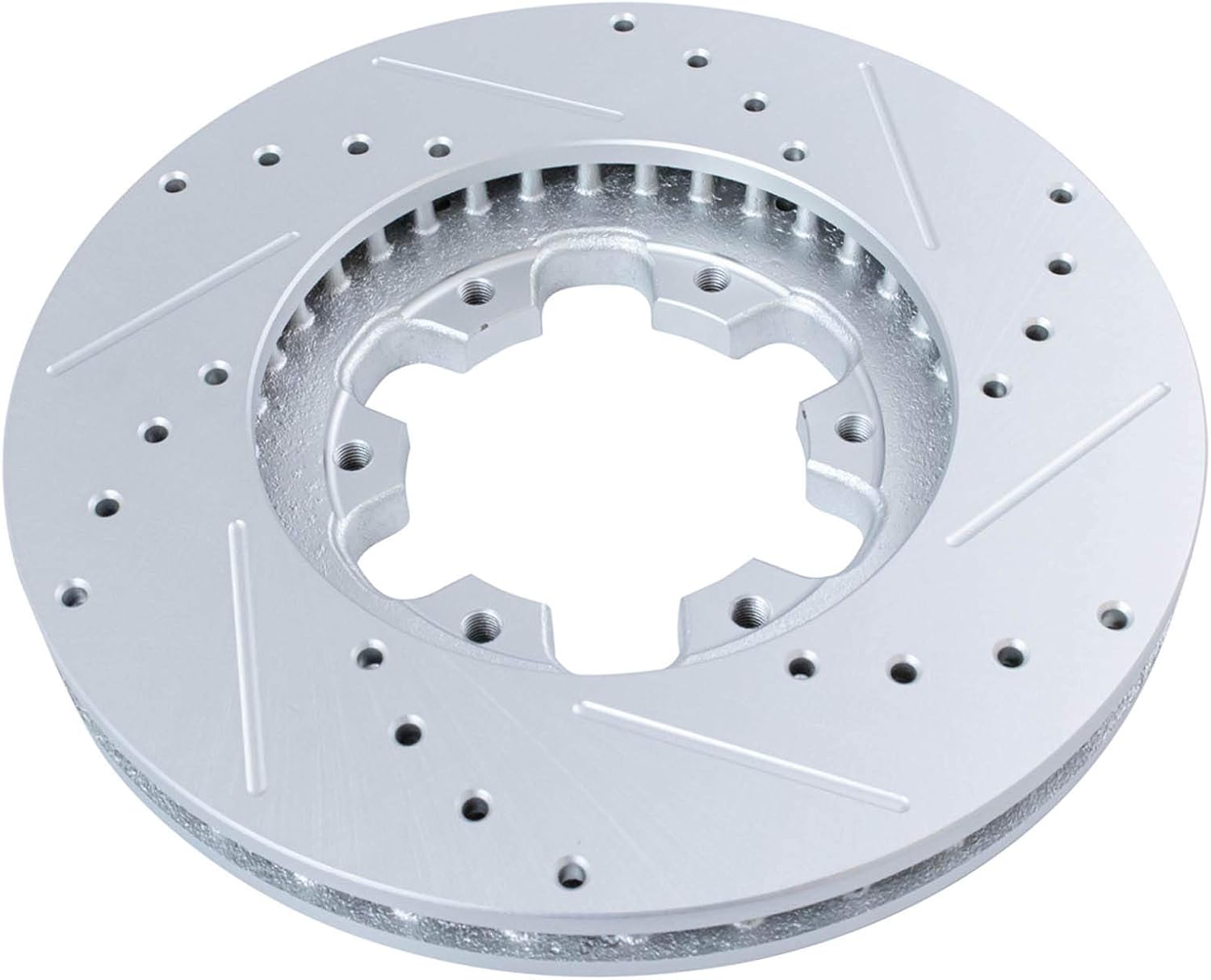 TRQ Performance Front Brake Pad and Rotor Set Ceramic Drilled Slotted G Coated Vented Rotors Compatible with 1997 Infiniti QX4 1996-1998 Nissan Pathfinder