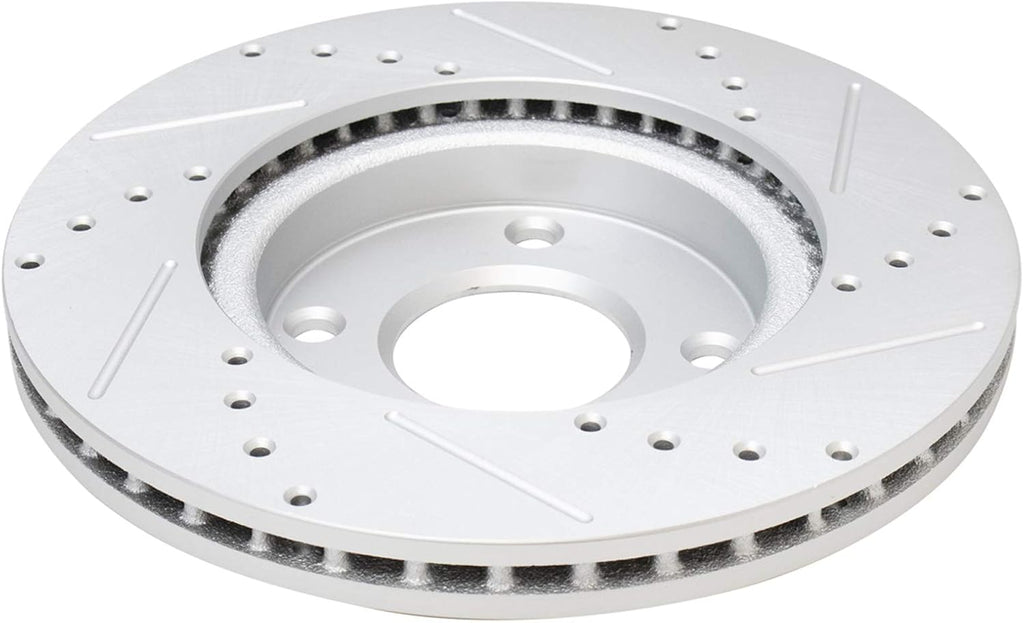 TRQ Performance Front Brake Pad and Rotor Set Ceramic Drilled Slotted Coated Vented Rotors Compatible with 2009-2014 Nissan Cube 2007-2012 Sentra 2007-2012 Versa