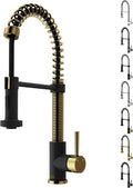 VIGO Edison 19'' H Single Handle Pull-Down Sprayer Kitchen Faucet in Matte Brushed Gold and Matte Black-VG02001MGMB