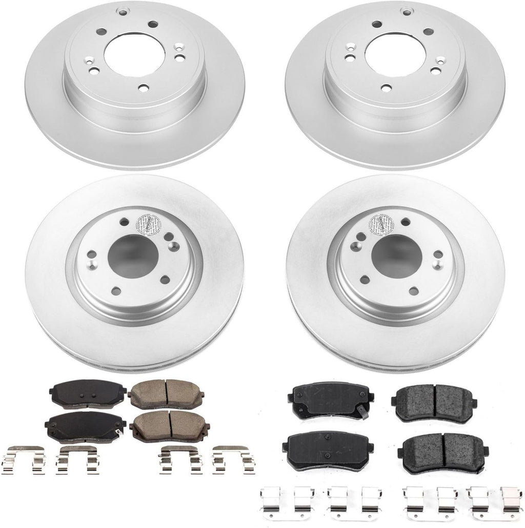 PowerStop Front and Rear Brake Kit for Hyundai Sonata 2016-19 | Kia Optima 2016-20 - Fully-Coated Disc Rotors with Z17 Ceramic Brake Pads Replacement, CRK7522