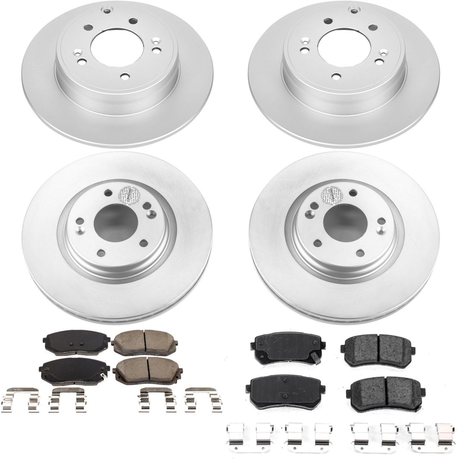 PowerStop Front and Rear Brake Kit for Hyundai Sonata 2016-19 | Kia Optima 2016-20 - Fully-Coated Disc Rotors with Z17 Ceramic Brake Pads Replacement, CRK7522
