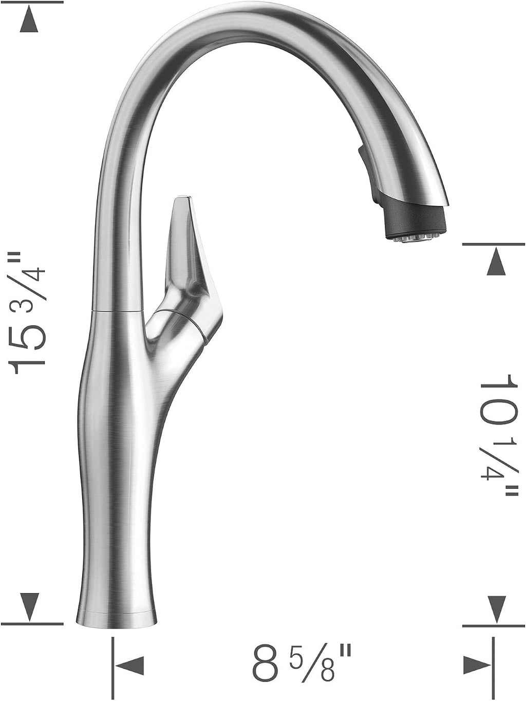 BLANCO, Stainless 442037 ARTONA Pull-Down Dual Spray Kitchen Faucet, 1.5 GPM