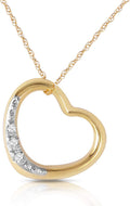 Galaxy Gold GG 14K Yellow Gold Natural Diamond Heart Necklace - April Birthstone - Strength & Brilliance - 14' to 24' - Fine Jewelry for Women