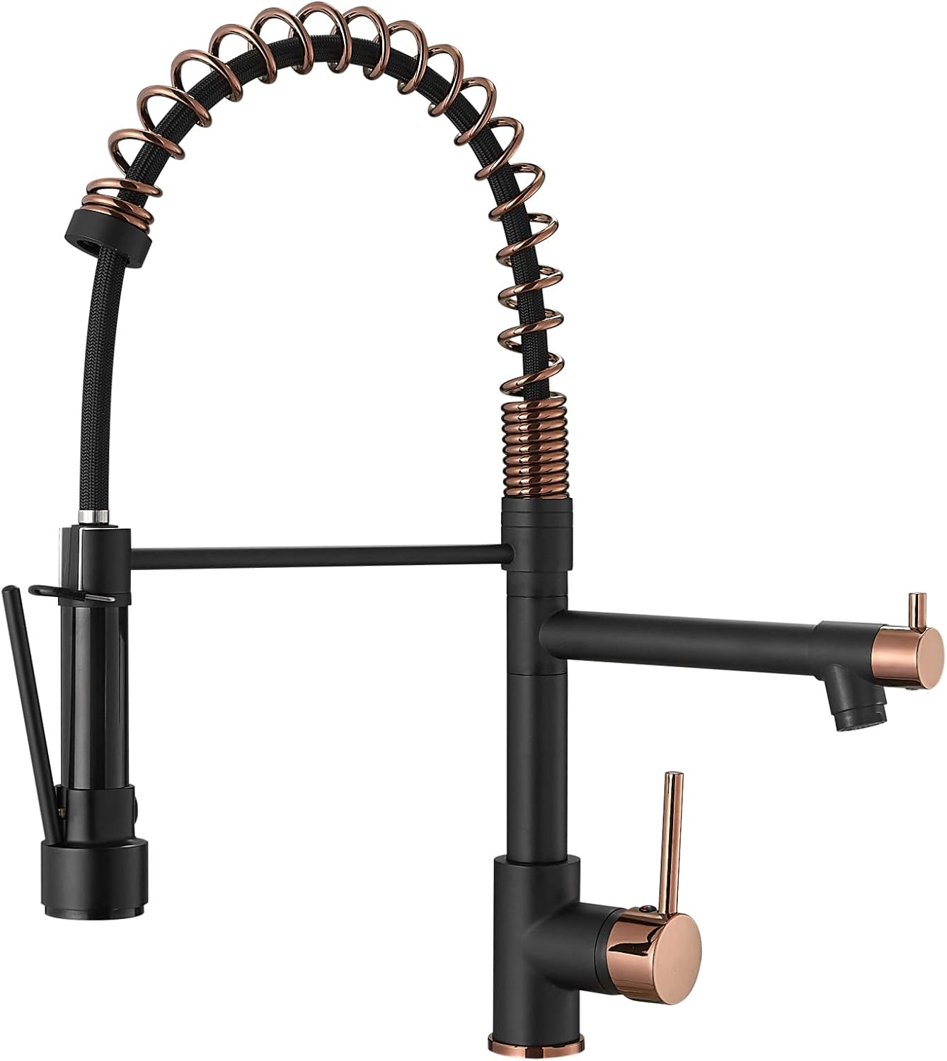 Black Kitchen Faucet,Matte Black Kitchen Faucet with Pull Down Sprayer AIMADI Commercial Single Handle Single Hole Rose Gold Kitchen Sink Faucets