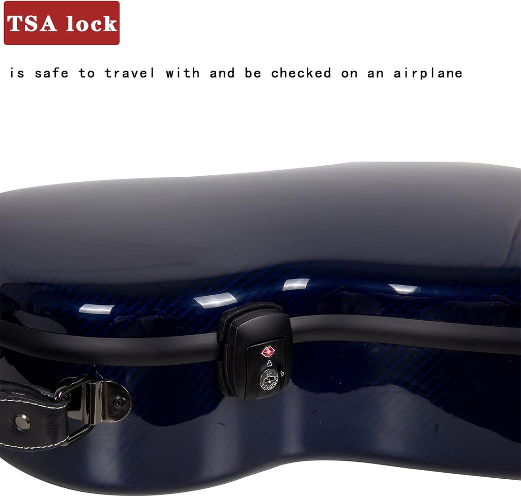 Crossrock Air Carbon series Dreadnought Acoustic Guitar case, 100% carbon fiber Flight Case with protective cover, American Flag version- Blue (CRF6030DBL-USF)