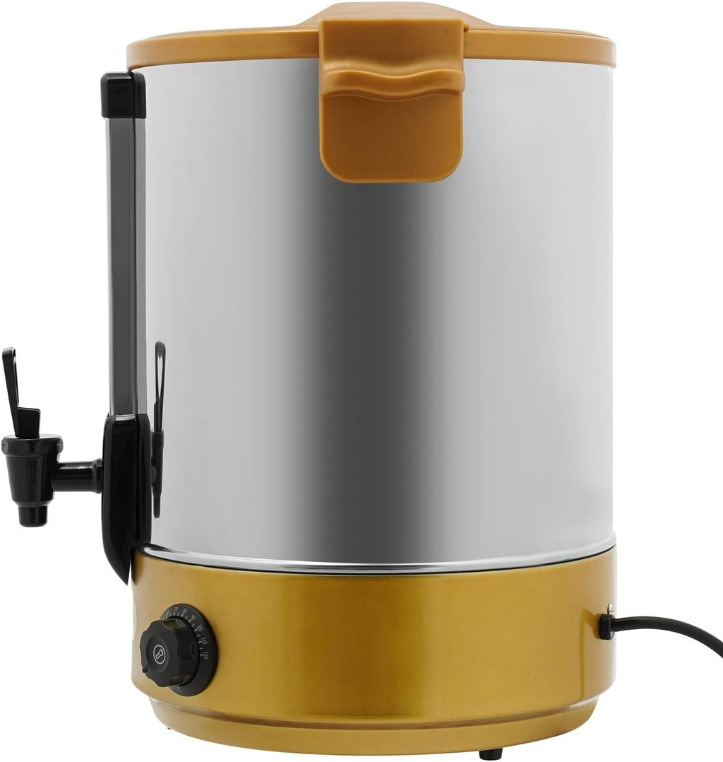 Commercial Coffee Urn, 2800W Stainless Steel Hot Beverage Dispenser with Faucet, Adjustable Temperature 86-230°F, Electric Hot Water Urn for Coffee Tea(Yellow)