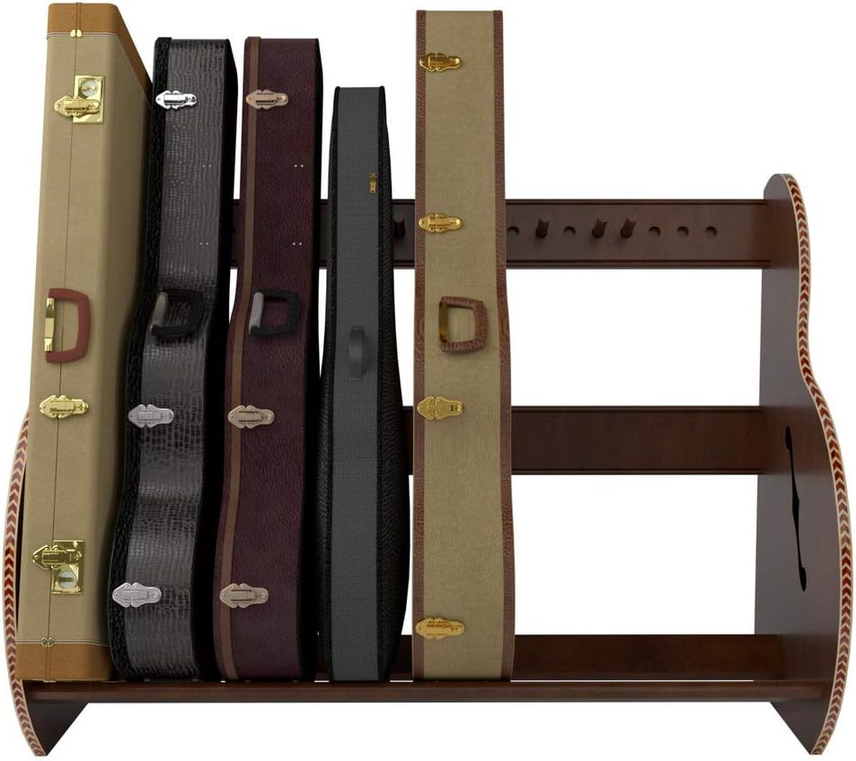 A&S Crafted Products Guitar Case Rack for Acoustics & Electrics - The Studio Deluxe (Grande) | Walnut | Made in U.S.A.