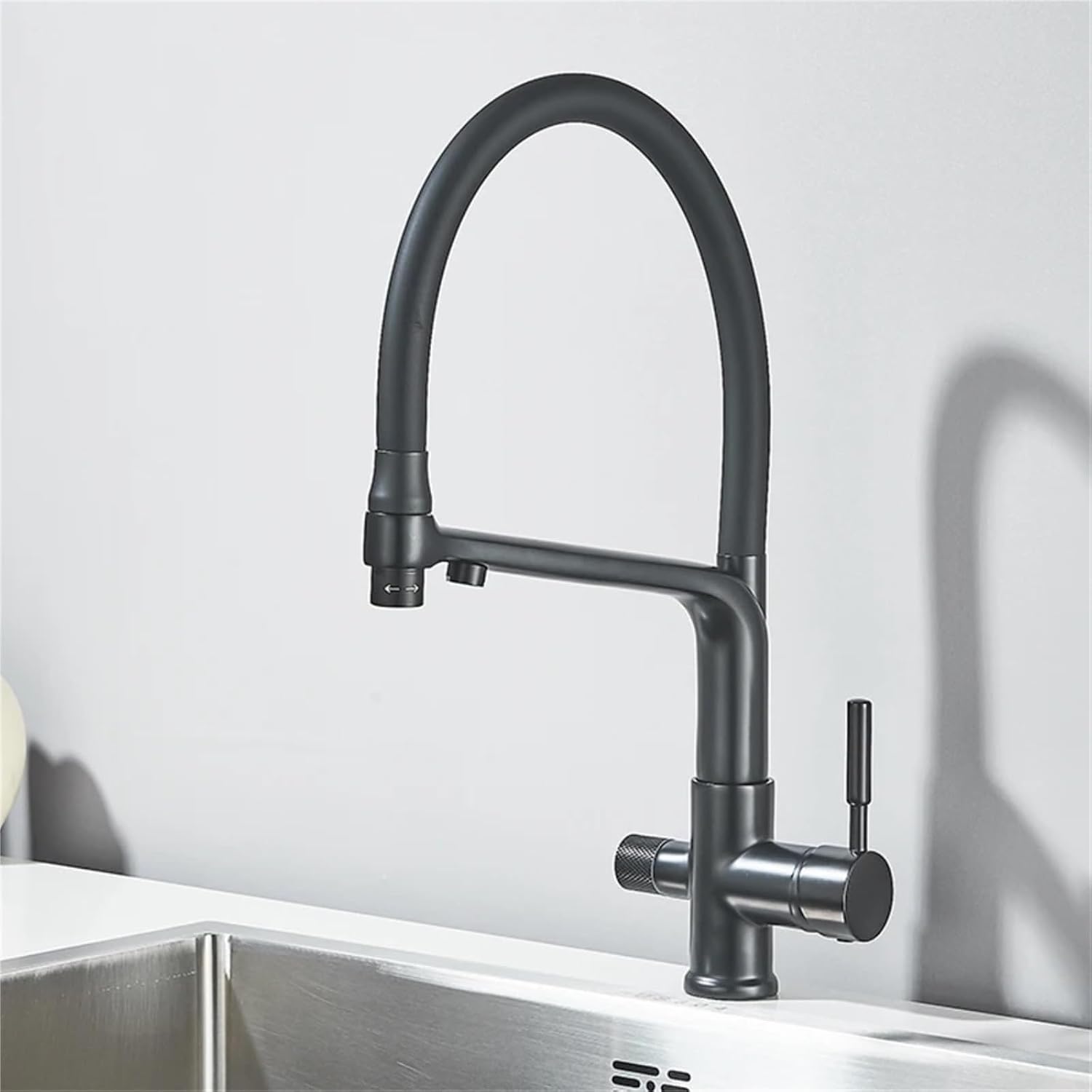 Pure Water Kitchen Faucets 360 Swivel Filter Faucet for Kitchen Pull Down Purification Water Mixer Tap(Matte Black)