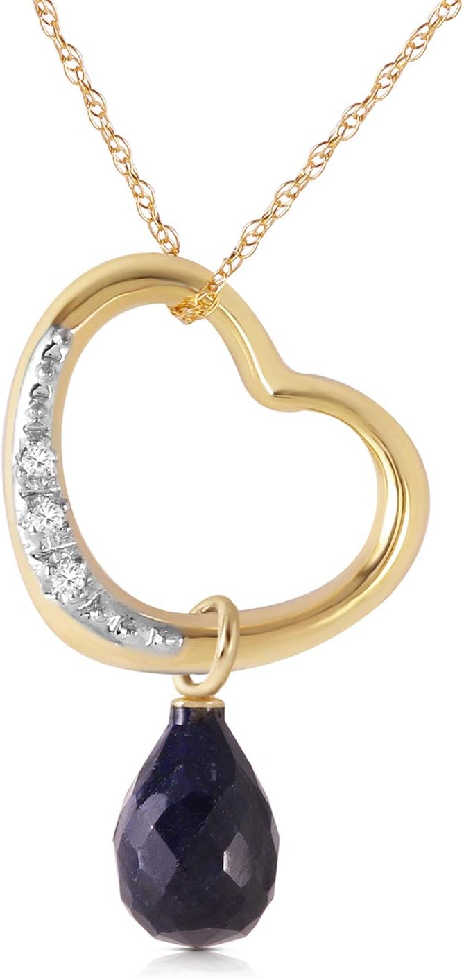 Galaxy Gold GG 14K Yellow Gold Natural Diamond Heart Necklace - April Birthstone - Strength & Brilliance - 14' to 24' - Fine Jewelry for Women