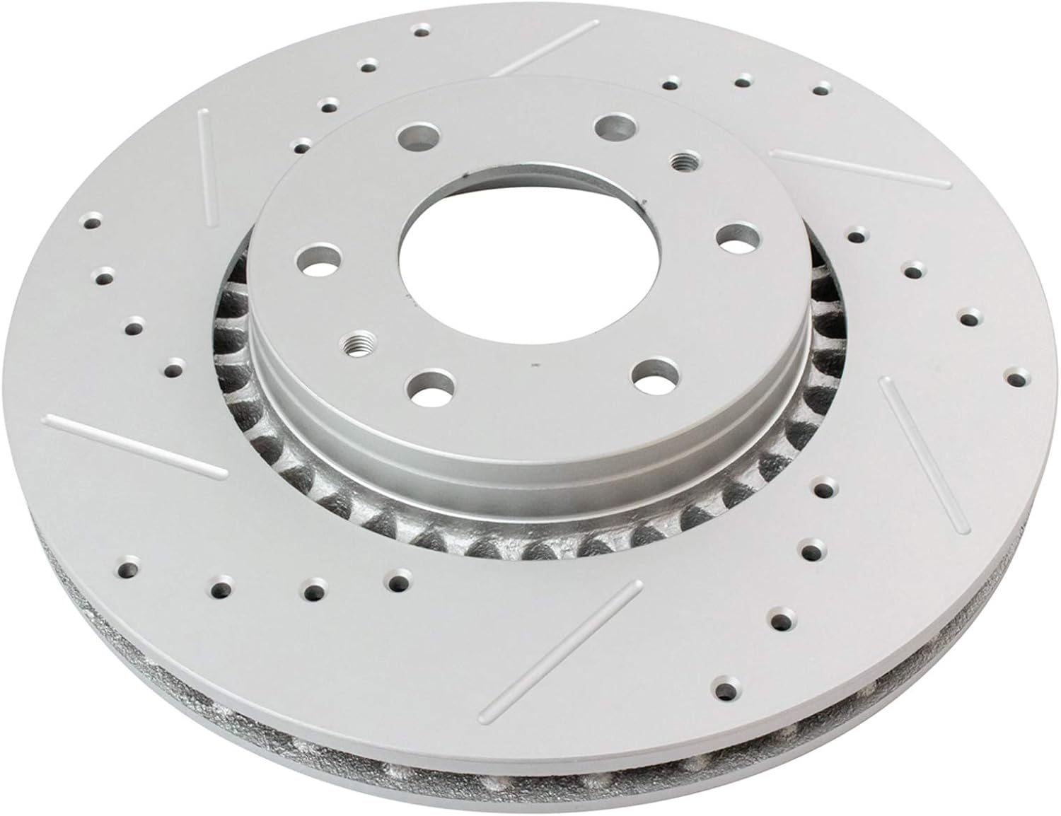TRQ Performance Front Brake Pad & Rotor Set Ceramic Coated Drilled Solid Rotors Compatible with 02-05 Chevrolet Trailblazer 02-05 GMC Envoy 04-05 Buick Rainier 03-06 Isuzu Ascender 2005 Saab 9-7x