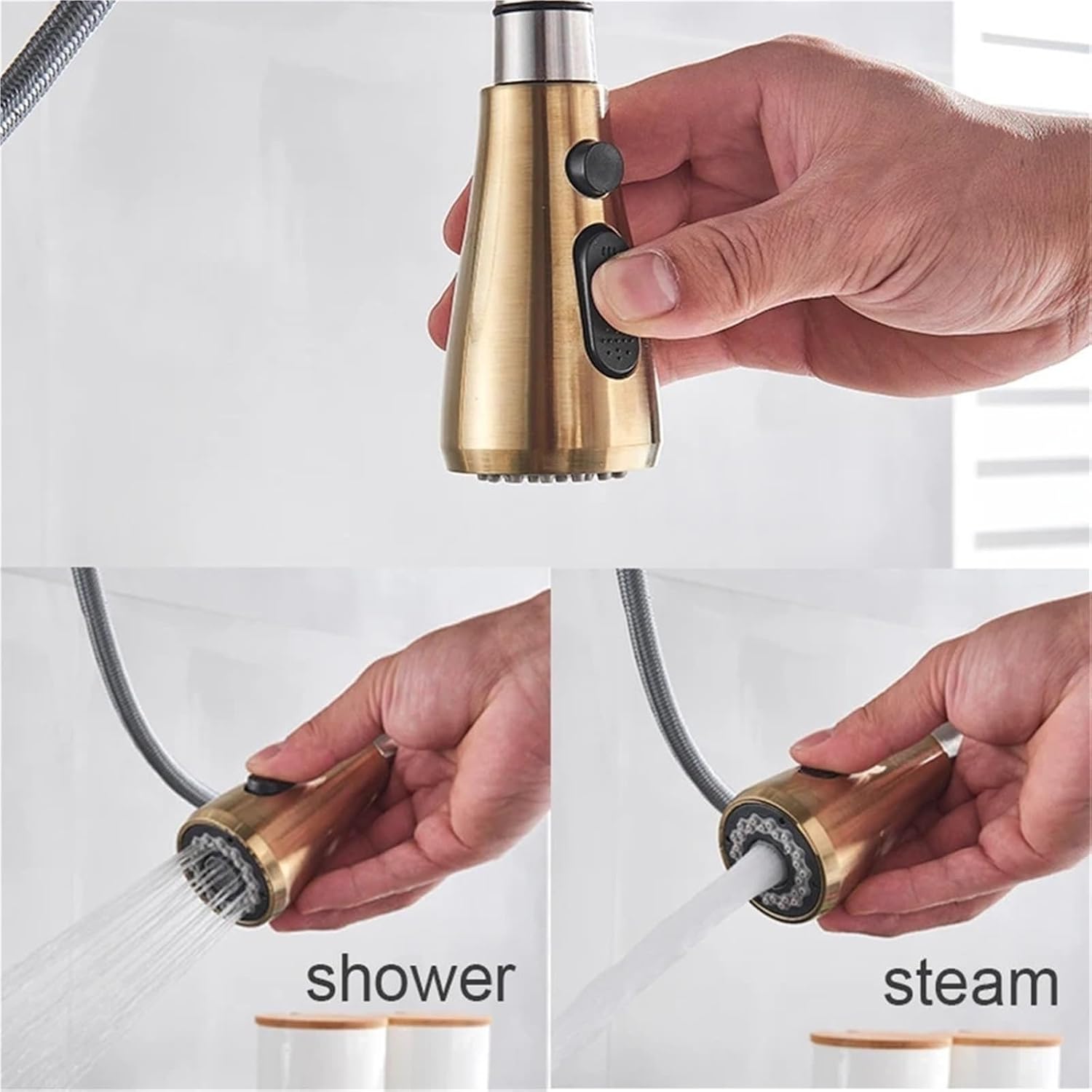 Smart Induction Touch Kitchen Faucets Deck Mount Pull Out Sensor Automatic Hot and Cold Water Mixer Faucet(Matte Black)