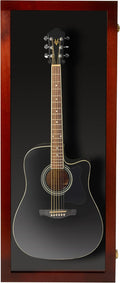 PENNZONI Acoustic Guitar Display Case - Acrylic Acoustic Guitar Case - Guitar Display Case Wall Mount Made from Hardwood Frame & Clear Acrylic - Cherry w/ Black Felt