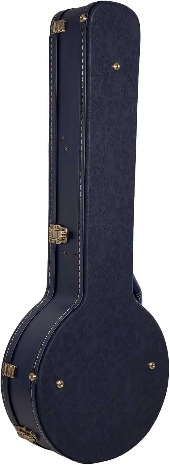 Crossrock Relief Series Open-Back Banjo Case for 11''–12.5'' Rims | Carved Ocean Blue Finish, Deep Scarlett Velvet Interior, Lock (CRW630OBJOB)