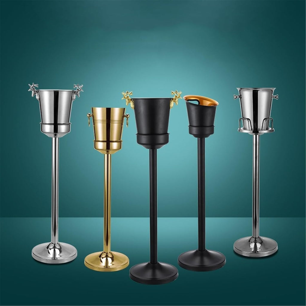 Party Black Ice Bucket with Stand Stainless Steel Ice Cube Container for Wine Beer KTV Club Bar BBQ Party Wedding Cooler Tub(Small)