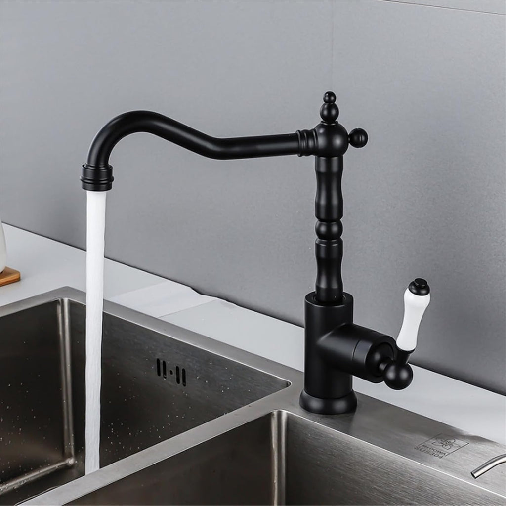 Kitchen Faucet 360 Degrees Rotating Faucet Table Basin Sink Hot&Cold Water Tap(Black)