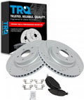 TRQ Performance Front Brake Pad and Rotor Set Ceramic Coated Drilled Slotted Compatible with 2013 Infiniti JX35 2014-2020 QX60 2015-2021 Nissan Murano 2013-2020 Pathfinder