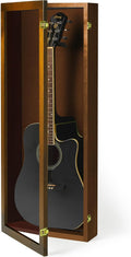 PENNZONI Acoustic Guitar Display Case - Acrylic Acoustic Guitar Case - Guitar Display Case Wall Mount Made from Hardwood Frame & Clear Acrylic - Walnut w/No Felt