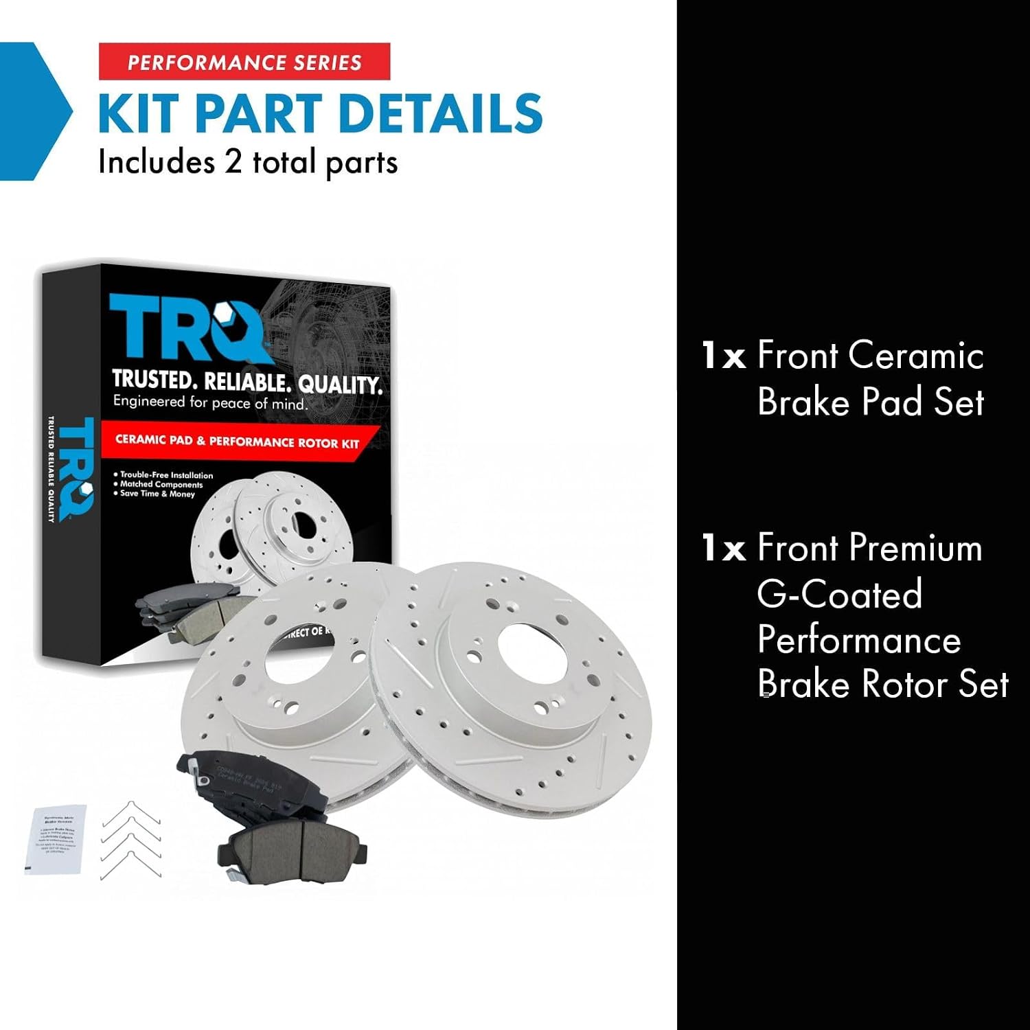 TRQ Performance Front Ceramic Brake Pad and Rotor Set Compatible with 02-06 Acura RSX Base Model 06-08 Honda Civic Hybrid 09-10 Honda Civic Hybrid 5 Lug Wheels 11 11-15 CR-Z