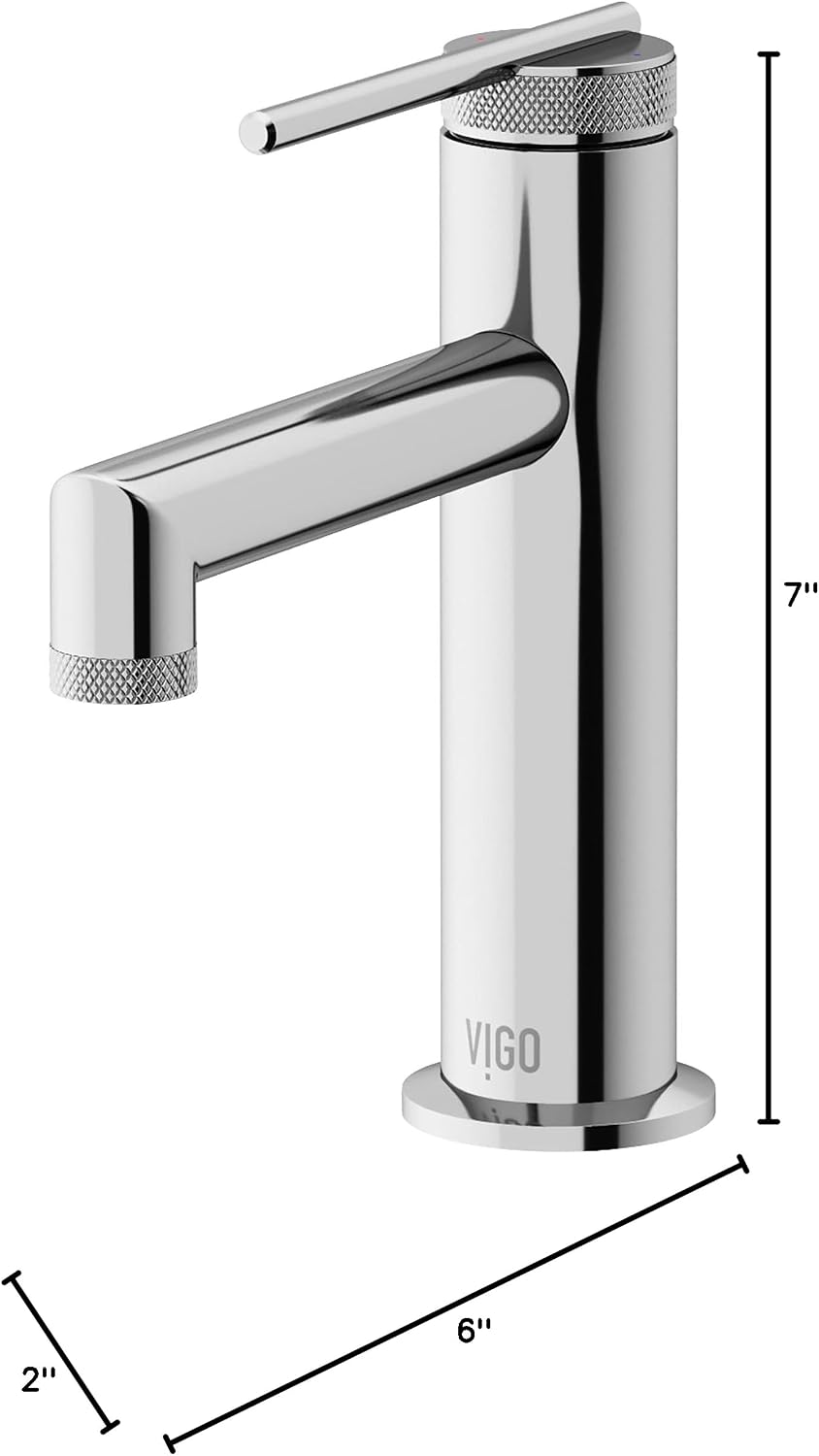 VIGO Sterling Single-Handle Single-Hole Mount Bathroom Sink Faucet, 7-Inch, Chrome, Modern Design, Solid Brass, 1.2 GPM WaterSense & Ceramic Disc Valve, Corrosion-Resistant