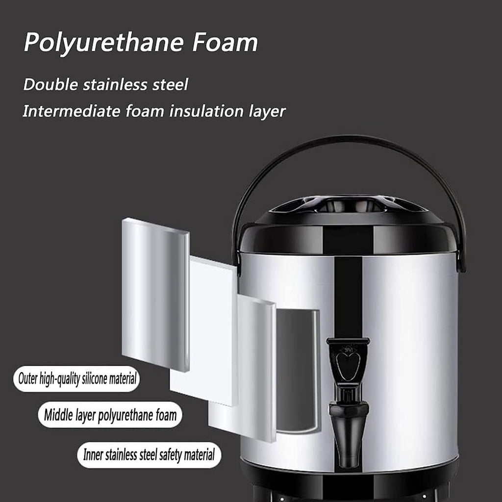 Hot Water Dispenser With Faucet, Stainless Steel Catering Urn, Thermostat Water Boiler 6L/8L/10L/12L, Commercial Coffee Urn Insulated Barrel, Insulated For 10-12 Hour (Color : Rojo, Size : 6L)