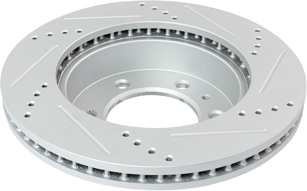 TRQ Performance Front Brake Pad and Rotor Set Ceramic G Coated Drilled Slotted Rotors Compatible with 2006-2010 Hummer H3 2009-2010 H3T