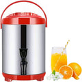Hot Water Dispenser With Faucet, Stainless Steel Catering Urn, Thermostat Water Boiler 6L/8L/10L/12L, Commercial Coffee Urn Insulated Barrel, Insulated For 10-12 Hour (Color : Rojo, Size : 6L)