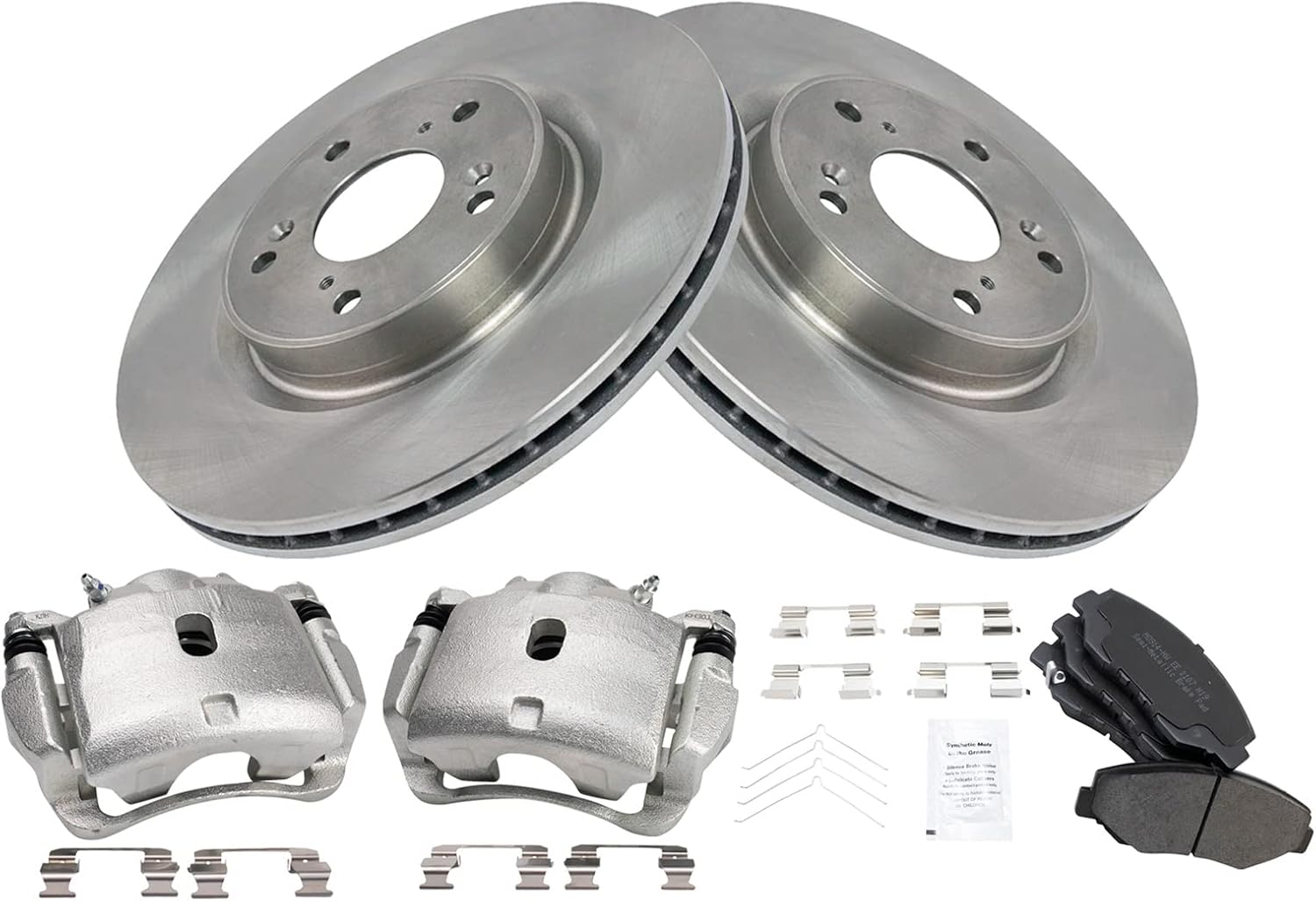 TRQ Front Brake Pad and Rotor Set Semi Metallic Calipers Compatible with 2012-2015 Honda CR-V