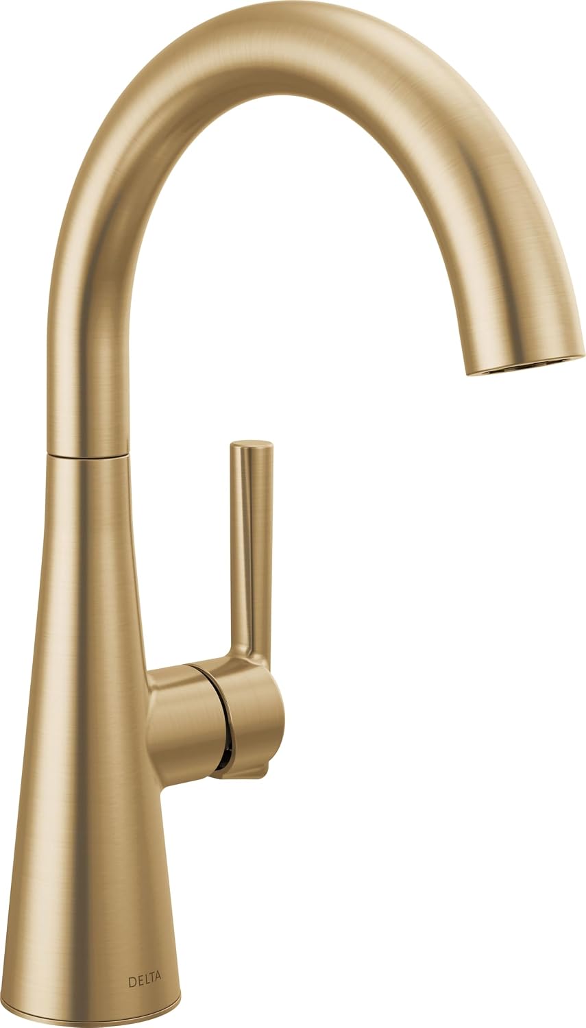 Delta Modern Brushed Gold Single Hole Bar Sink Faucet, Single Handle Prep Sink Faucet, Champagne Bronze 14882LF-CZ
