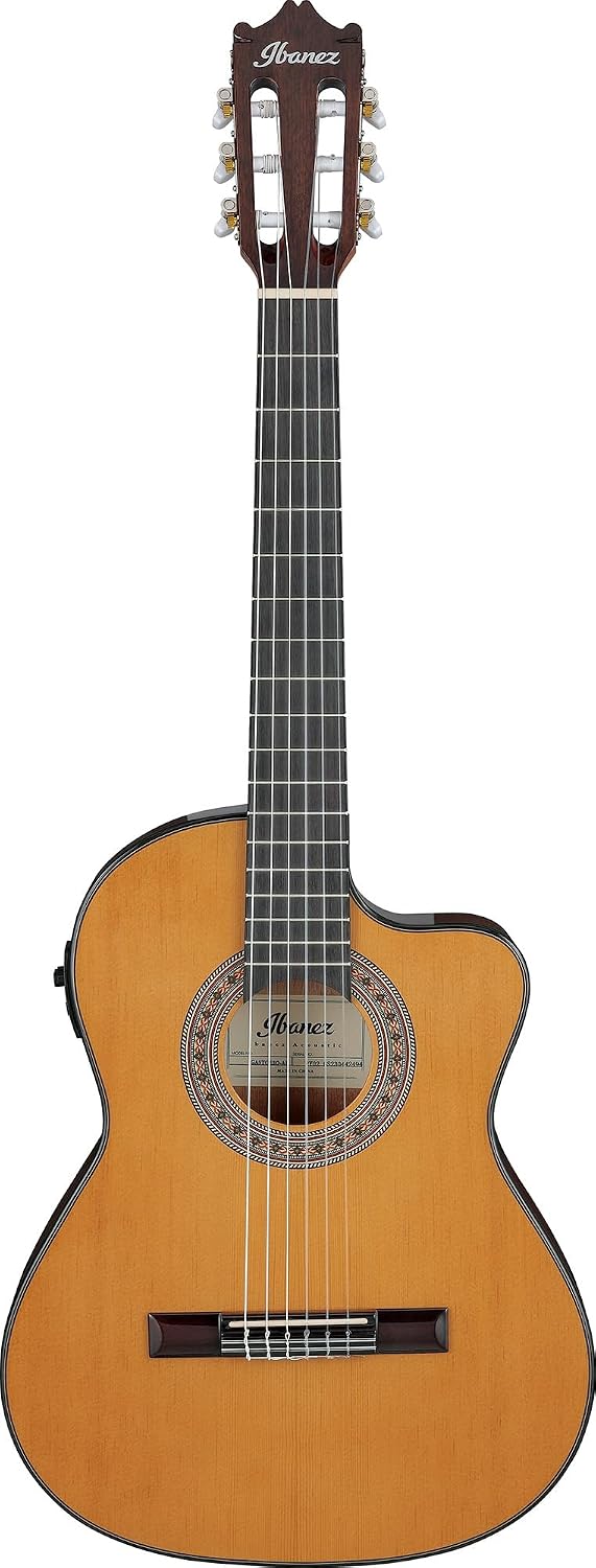 Ibanez GA5TCE3Q 3/4-Size Classical Acoustic-Electric Guitar - Amber High Gloss Bundle with Case, Tuner, Strap, Strings, Picks, Austin Bazaar Instructional DVD, and Polishing Cloth
