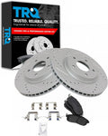 TRQ Performance Front Brake Pad and Rotor Set Ceramic G Coated Drilled Slotted Rotors Compatible with 2007-2012 Nissan Sentra