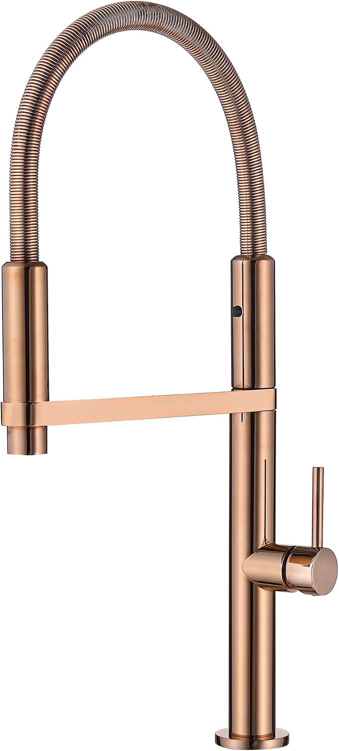 Magnetic Docking Kitchen Faucet with Pull Down Sprayer, Dual-Function Spray and 360 Degree Swivel, Commercial Spring Kitchen Faucet, Rose Gold