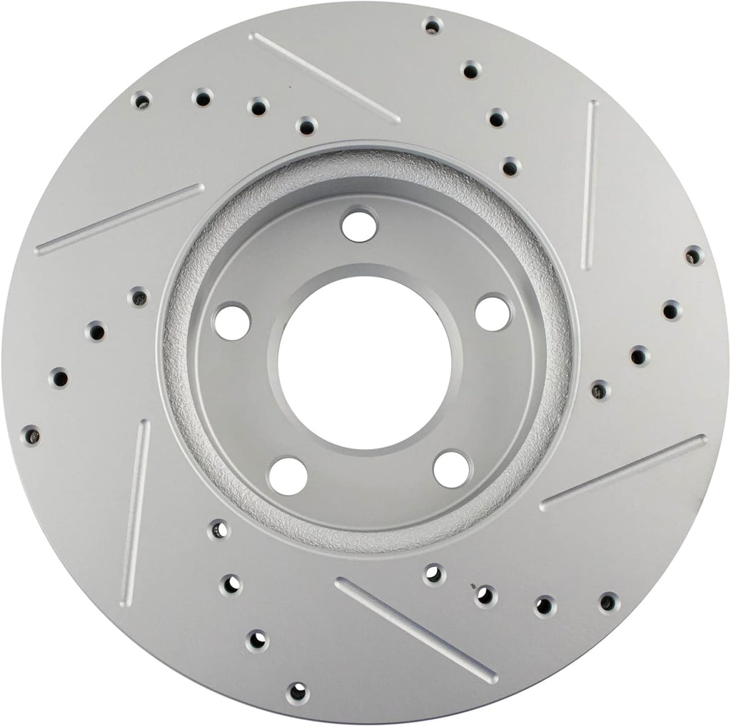 TRQ Performance Front Brake Pad and Rotor Set Ceramic Coated Drilled Slotted Compatible with 2004-2013 Mazda 3
