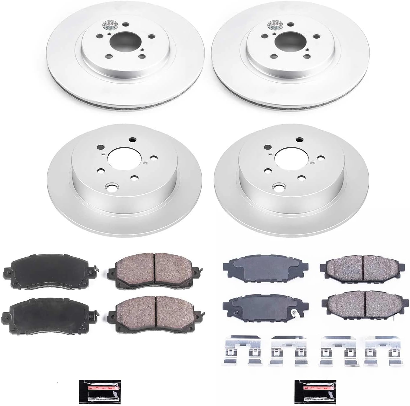 PowerStop Front and Rear Brake Kit for Subaru Crosstrek 2018-22 | Subaru Impreza 2017-22 - Fully-Coated Disc Rotors with Z17 Ceramic Brake Pads Replacement, CRK7927