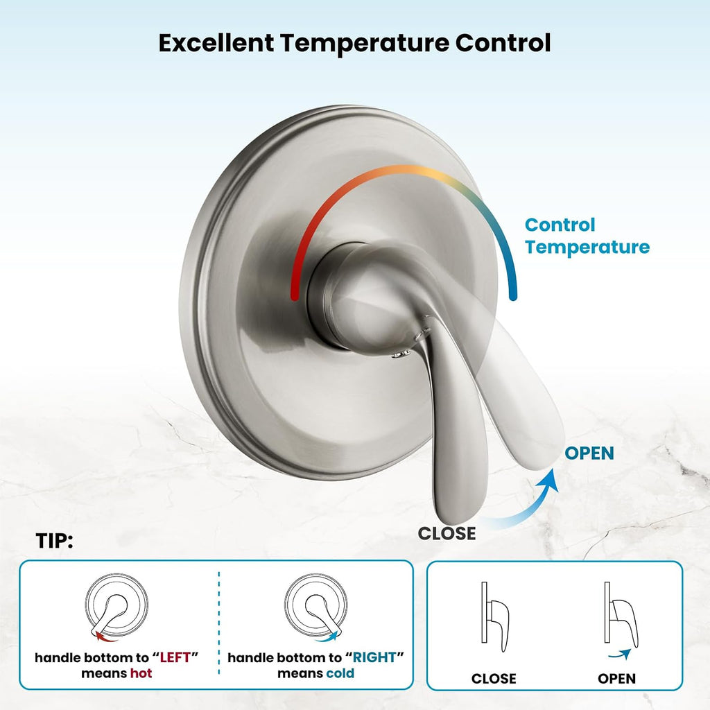 gotonovo Tub Shower Faucet Set,2 in 1 Dual Shower Head and Handle Set with Tub Spout Wall Mount Bathroom Shower Trim Kit with 3-way Water Diverter Valve Included Various Modes Brushed Nickel