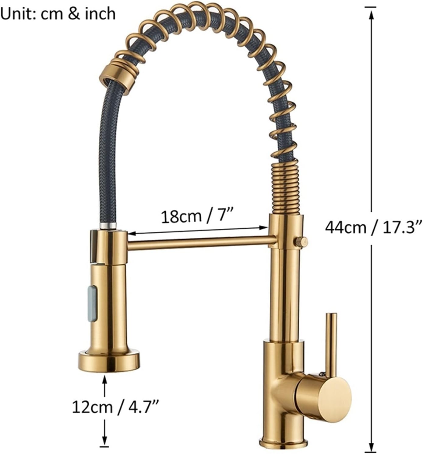 360° Rotating Single Handle Kitchen Faucet with Pull Down 2-Way Spray Hot and Cold Water Mixer Tap(Brush Gold Grey Hose)