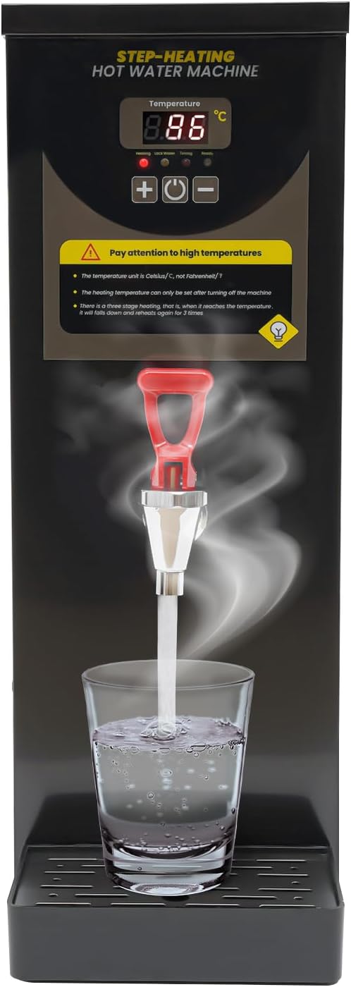 Step-Heating Commercial Hot Water Dispenser, Adjustable Temperature Electric Water Boiler, 8L/2.11gal Large Capacity Water Boiler for Homes, Caterers, Restaurants, Offices and Stores