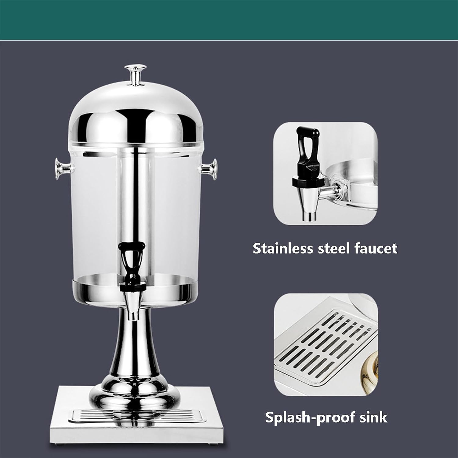 Commercial Juice Dispensers with Tap - Self-Service Beverage Dispenser Double Cold Drink Dispenser with Ice Container - Hot and Cold Dual-Purpose - 2 Bucket,go，Gold