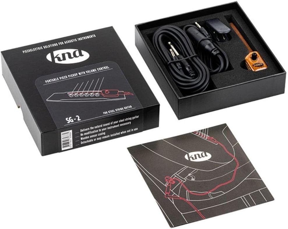 KNA SG-2 Bridge-Mounted Piezo Pickup for Acoustic, Steel-String Guitar – Natural Tone, Lightweight, Detachable, Volume Control, Singer Songwriter, Open Mic, No-Battery, Easy No-Mod Installation