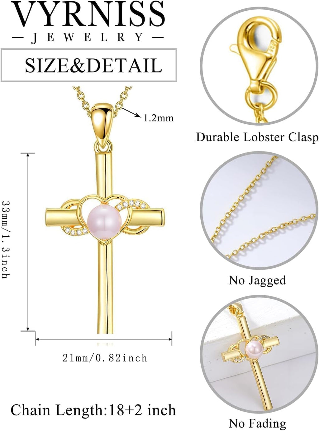 18K Gold Cross Pendant for Women Gold Cross Necklace 18K Gold Jewelry Religious Gift