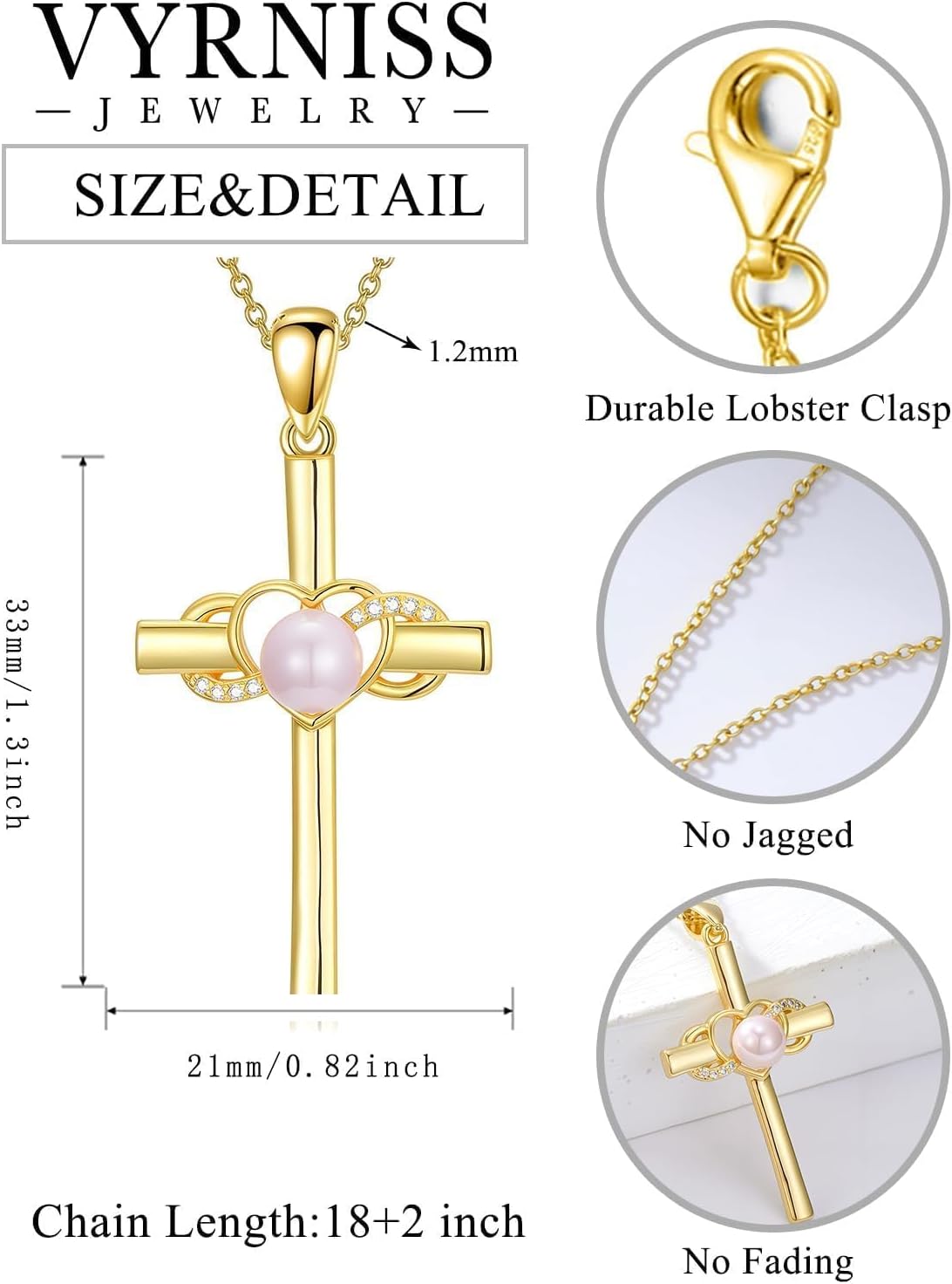 18K Gold Cross Pendant for Women Gold Cross Necklace 18K Gold Jewelry Religious Gift