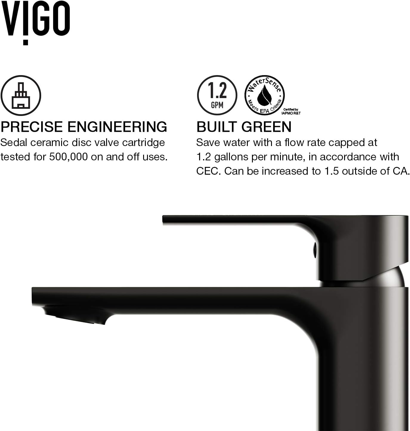 VIGO Norfolk Single-Handle Single-Hole Mount Vessel Bathroom Sink Faucet, 11-Inch, Matte Black, Modern Design, Solid Brass, 1.2 GPM WaterSense & Ceramic Disc Valve, Corrosion-Resistant