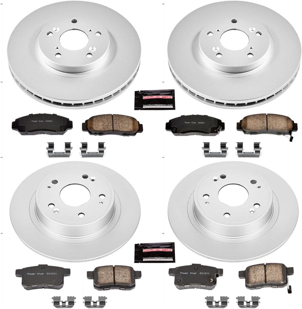 PowerStop Front and Rear Brake Kit for Acura TSX 2009-10 | Honda Accord 2008-10 - Fully-Coated Disc Rotors with Z17 Ceramic Brake Pads Replacement, CRK2742