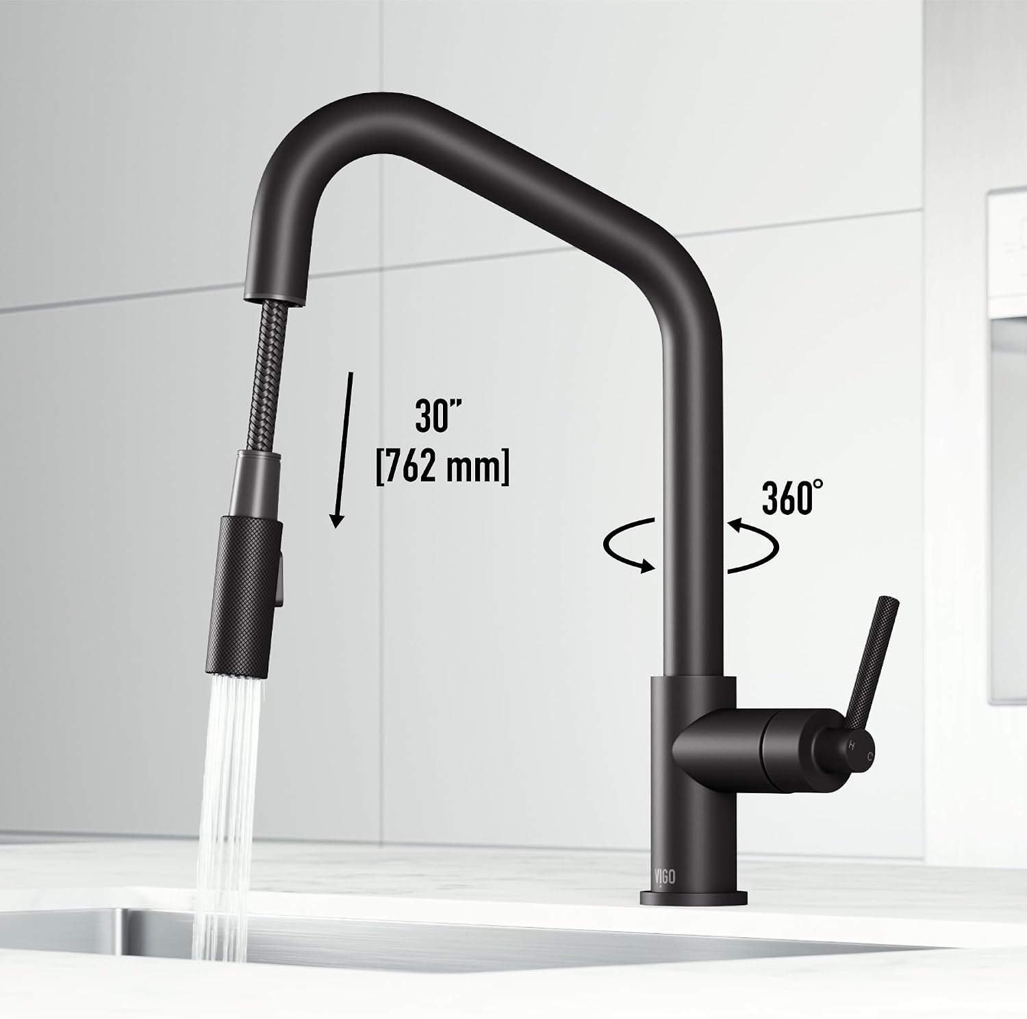 VIGO Utopia 15'' H Single Handle Pull-Down Sprayer Kitchen Bar Faucet in Matte Black-VG02038MB
