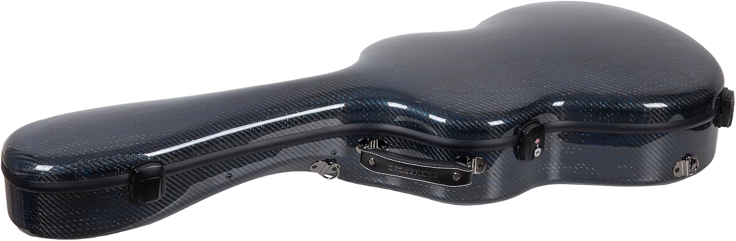 Crossrock Air Carbon® Classical Guitar Case | Aerospace 3K Carbon Fiber Shell with Metallic Blue Weave – TSA Lock, Backpack Straps – Fits Full Size 4/4 Guitars (CRF6030CBT)