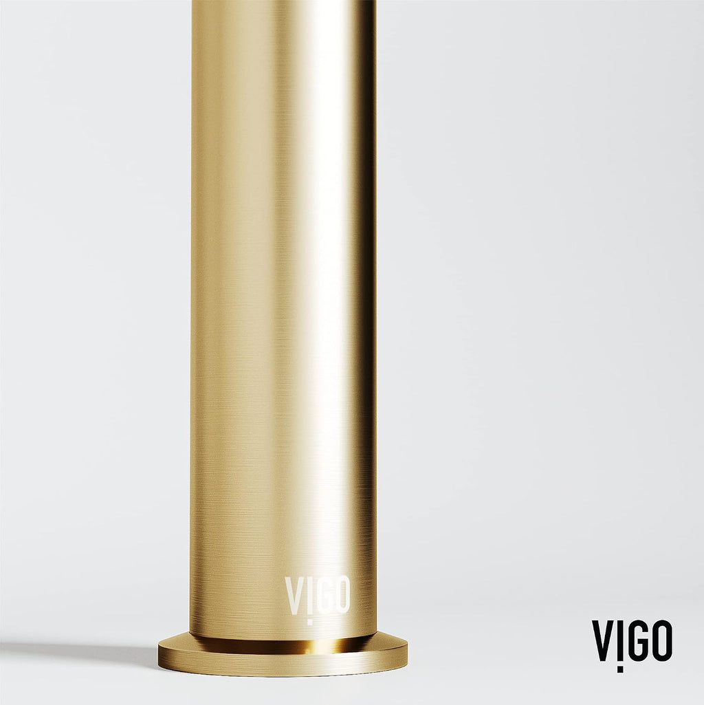VIGO Sterling Single-Handle Single-Hole Mount Vessel Bathroom Sink Faucet, 11-Inch, Matte Brushed Gold, Modern Design, Solid Brass, 1.2 GPM WaterSense & Ceramic Disc Valve, Corrosion-Resistant