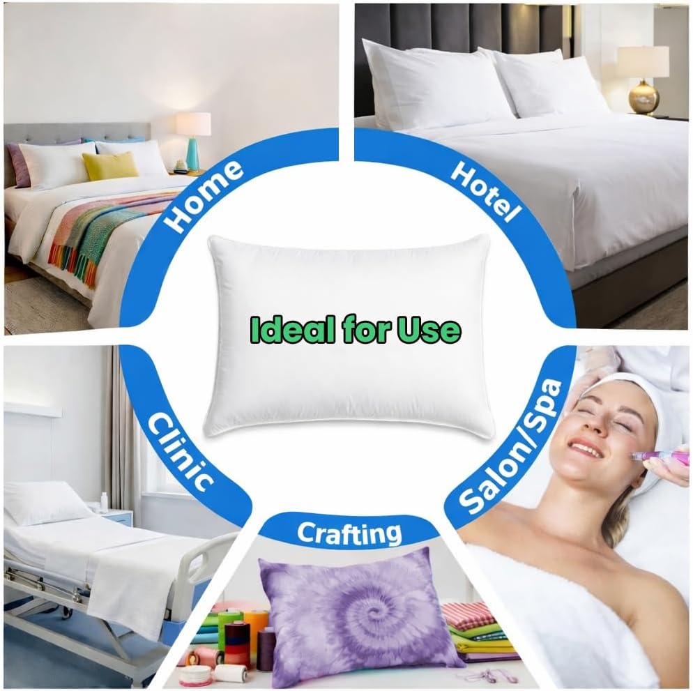EcoLaire Pillow Covers - Pillowcases Standard Size, Pack of 120 - Cotton Rich T200 Polycotton - Bulk Pillows Cases - 20' x 30' (Fits 20'x 28' Pillows) for Home, Hotels, Hospitals, Rentals,Crafting