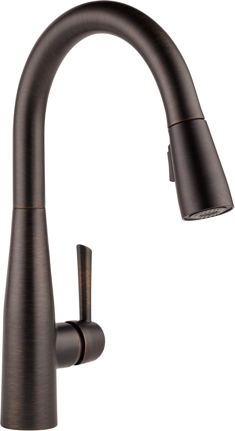 Delta Essa Oil Rubbed Bronze Kitchen Faucet with Pull Down Sprayer, Modern Single Hole Kitchen Sink Faucet, Single Handle, Venetian Bronze 9113-RB-DST