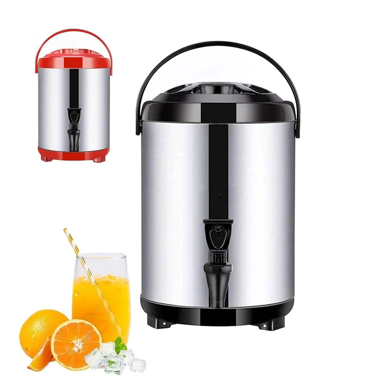 Commercial Hot Water Dispenser, 6-12L Insulated Stainless Steel Water Urn with Faucet, Portable Heat Retention Barrel for Coffee, Tea, Milk Tea, Office, Cafe, Events